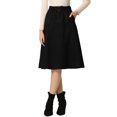 thumbnail image 2 of Falda a media pierna elástica con bolsillos de ante sintético para mujer con cinturón Negro M, 2 of 2