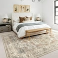 thumbnail image 5 of Toyoso 8x10 Washable Area Rugs for Living Room - Vintage Distressed Floral Neutral Boho Farmhouse Thin Soft Large Rug Indoor Floor No Slip Rug Carpet for Bedroom Dining Room Decor - Brown, 5 of 8