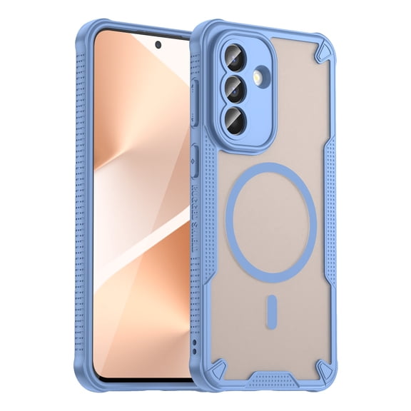 Moreoy Magnetic Case for Samsung Galaxy S26 , Compatible with Mag Safe Camera Protection Non-Slip Bumper Shockproof TPU PC Protective Phone Case Matte Frosted Translucent Back Cover,Blue
