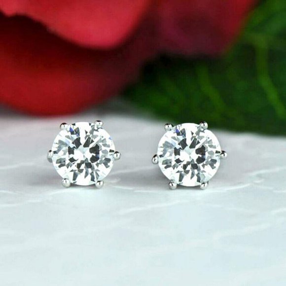 2.50 Carat Genuine Diamond Stud Earrings Real 950 Platinum 6 Prong Earring on sale (VS1-VS2 Clarity, F-G Color)