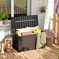thumbnail image 3 of Topbuy Coffre de Rangement Extérieur en Résine de 100 Gallons, Étanche, pour Terrasse, avec Couvercle Verrouillable et Roues, Brun, 3 of 9
