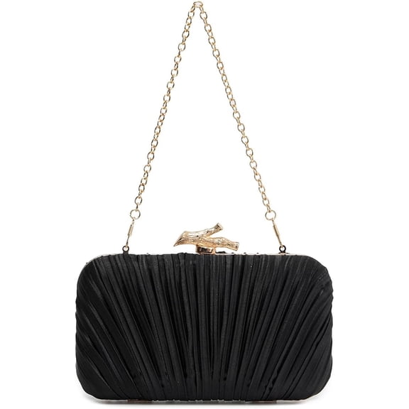 Elegant Silk Pleated Evening Clutch Purse for Women with Chain for Crossbody Evening Bag Wedding Bridal Clutch