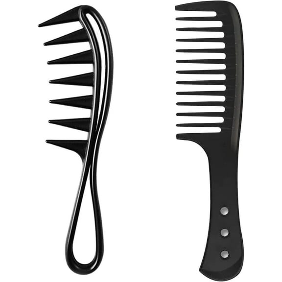 Wide Tooth Comb Set, Wide Tooth Shark Combs, Heat Resistant and Detangler Anti-Static Styling Comb Curl Comb for Long Wet Curly Hair Hairstyle Comb for Hair Styling Tool, Black