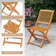 thumbnail image 3 of Topbuy 4 Pieces Folding Outdoor Dining Chairs Acacia Wood Patio Chairs with Soft Cushions Slatted Backrests and Seats Outdoor Chairs Beige, 3 of 4