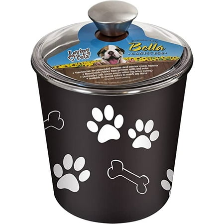 Loving Bella Treat Canister Dog Food Storage Container, Espresso, 64 oz Capacity