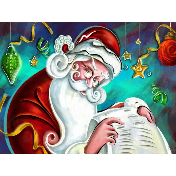 Cuadros Decorativos Santa Claus 50x40cm Pintura al óleo por números Imagen Pintura de bricolaje (M519) Wdftyju embutido en tela