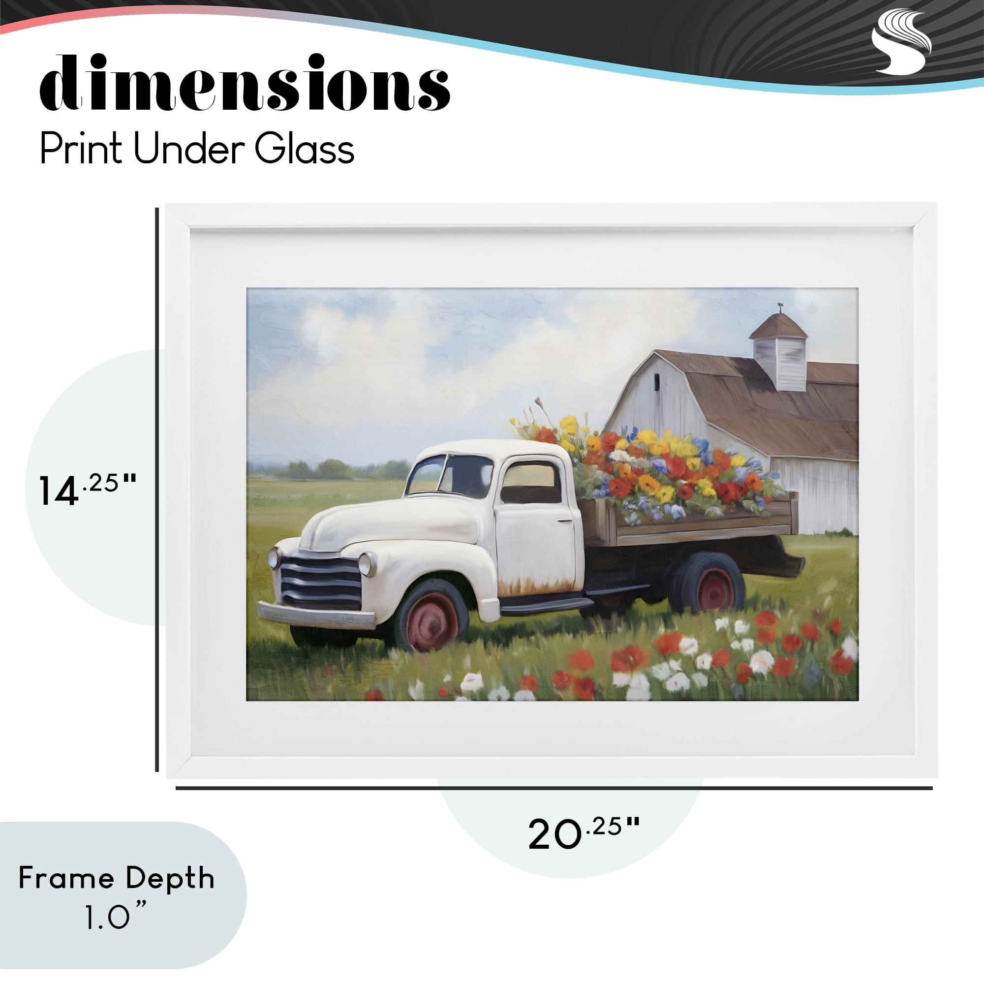 Stupell Industries White Delivery Floral Truck White Framed Print Under Glass, design by Kim Allen