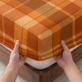 thumbnail image 3 of Full Size Fitted Sheet Set - Orange Plaid 3 Piece Bedding Sets 16" Deep Pocket Fitted Sheet with 2 Pillowcases, Modern Thanksgiving Grids Striped Brushed Microfiber Hotel Luxury Bed Sheets, 3 of 9