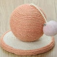 thumbnail image 3 of Rascador para gatos, Rascador para mesa con garras y bolas de sisal, juguetes interactivos para gatos de sisal, con bola, redondo, robusto, molinillo de bola redonda rosa, 3 of 5