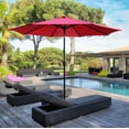 thumbnail image 2 of Abble 9FT Outdoor Patio Umbrella with Push Button Tilt and Crank Handle, Market Umbrella with 8 Sturdy Umbrella Ribs, Waterproof for Garden, Deck, Backyard, Pool, Red, 2 of 6