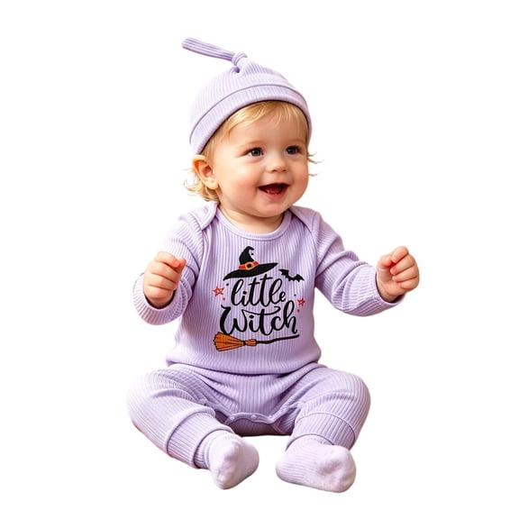 ZHOGXU Boys Halloween Letter Print Long Sleeve Outfit With Pants Matching Toddler Kids Casual