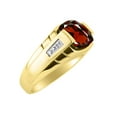 thumbnail image 3 of RYLOS Cushion Shape Checker Top 12MM Garnet Color Stone & Diamonds Set in 14K Yellow Gold Size 10, 3 of 6