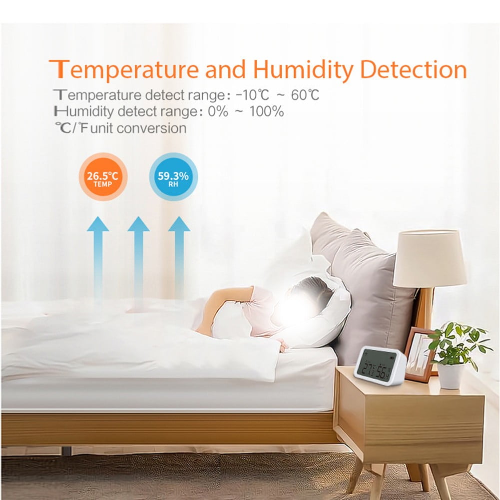 For Tuya Temperature Humidity Sensor Lux Light Detector With Lcd Screen