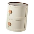 thumbnail image 2 of CoudarTitie Accent Center Round NightStand Decor Furniture Storage Cabinet Bedside Table End Beige 2Layers H40cm, 2 of 9