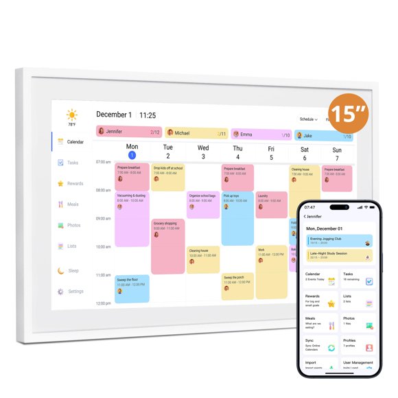 Calendario digital de pared Dragon Touch con pantalla táctil de 15"
