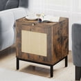 thumbnail image 2 of Rattan Nightstand with Tray, Mid Century Modern Side Table Accent Table, Wood End Table with Storage Shelf for Entryway, Bedroom, Living Room, Home&Office, 2 of 4