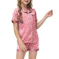 thumbnail image 2 of Ensemble de Pyjama en Soie pour Fille, Imprimé, Manches Courtes, Ensemble de Pyjama à Boutons pour Filles, Ensemble de Pyjama Classique, Pyjama en Soie pour Filles, Garçons, Mode Filles, 2 of 4