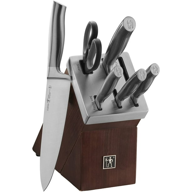 Henckels Graphite 7-Pc Self-Sharpening Block Set, Set Includes: 3 Paring Knife; 5 Serrated Utility Knife; 6 Utility Knife; 7 Santoku Knife; 8 Chef's Knife; Kitchen.., By Brand Henckels - Walmart.com