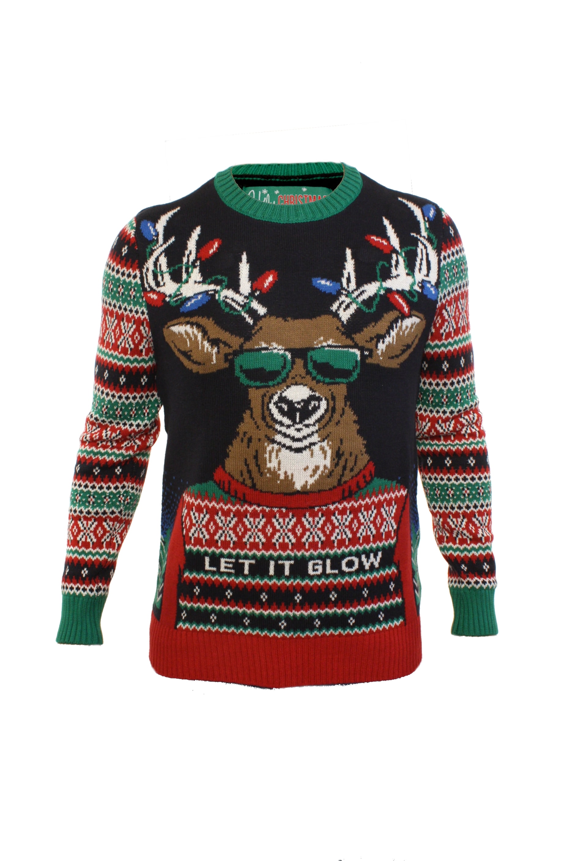 Ugly Christmas Sweater Plus Size Women's Let It Glow Reindeer Light Up Sweatshirt - Walmart.com