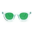 thumbnail image 4 of Cute Retro Super Thick Bevel Horn Rim Round Nerdy Hipster Sunglasses Green Clear - Green, 4 of 8
