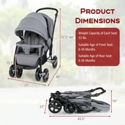 Costway Double Stroller Foldable Baby Twin Lightweight Travel Stroller Infant Pushchair Grey