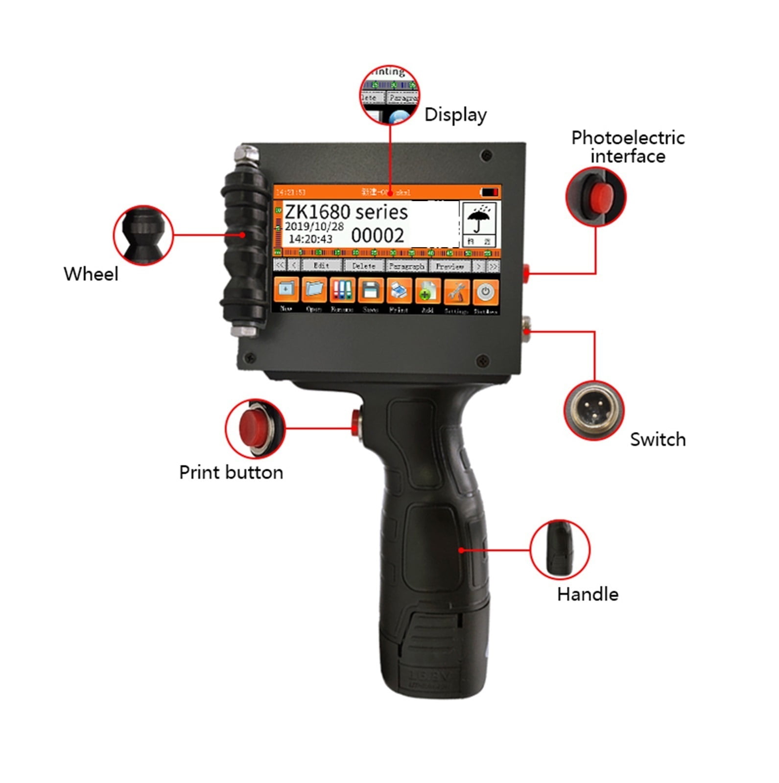 Portable Handheld Inkjet Printer For Logo/Lot/Serial Number/Label/Barcode/QR Code, Smart Fast Dry Printing ,Crisp, Vibrant Prints