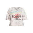 No Boundaries Juniors and Juniors Plus Cropped Graphic Tee with Short