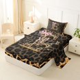 thumbnail image 2 of Manfei Leopard Print Personalized Initial E Twin Sheet Sets 3pcs for Teens,Pink Ribbon Bow Bedding for Girls,Ultra Soft Home Decor, 2 of 5
