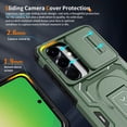 thumbnail image 5 of For Samsung Galaxy S26 Phone Case,WIth Invisible Kickstand,Sliding Camera Cover,Military Grade Protective Heavy Duty Protection Shockproof Anti-Scratch Rugged Durable Phone Case,Green, 5 of 11