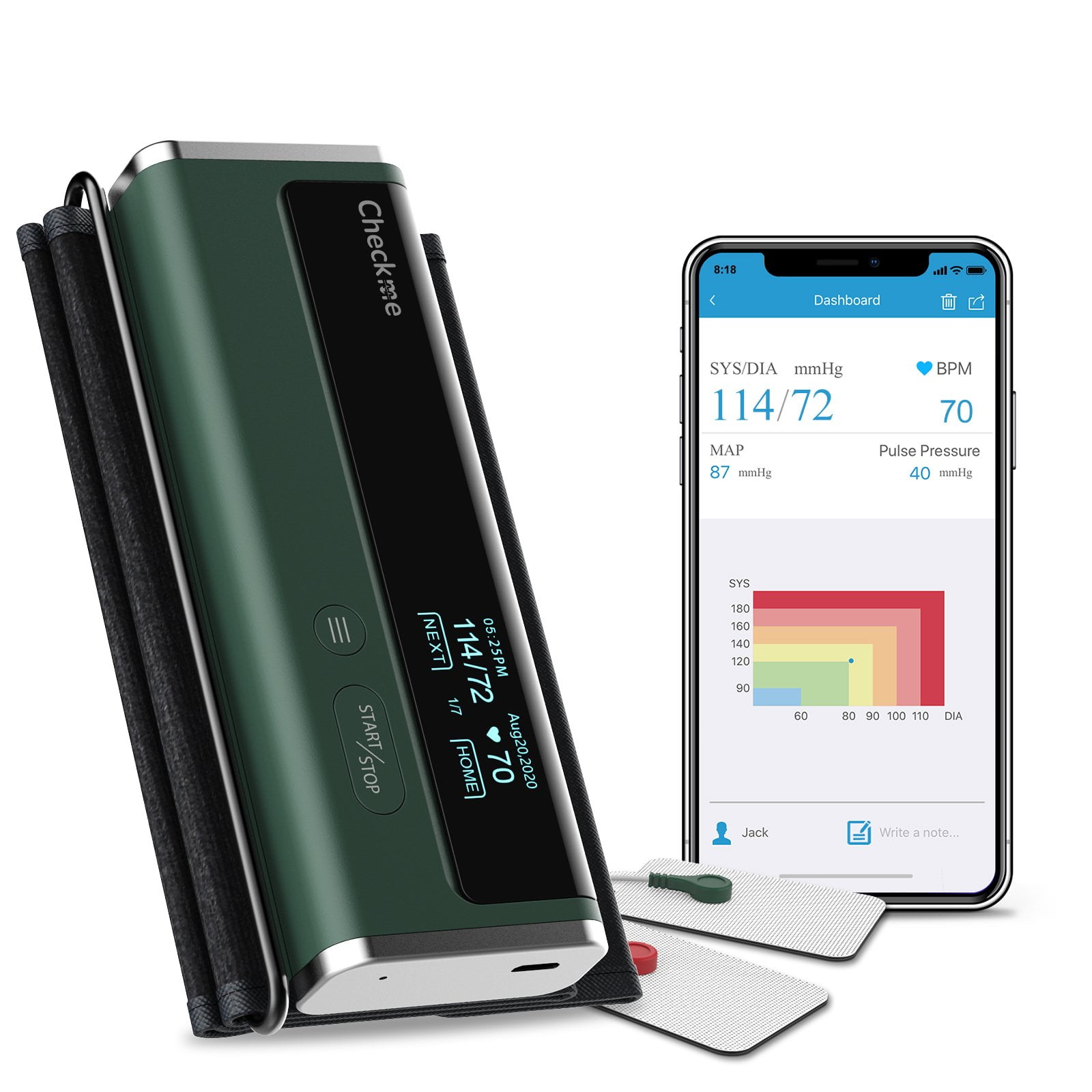 Checkme Blood Pressure Monitor, Wireless Uppr Arm Cuff Bluetooth BP