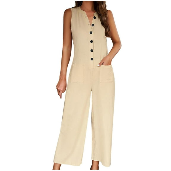 Buigttklop Pants for Women 2024 New Women'S V-Neck Spring/Summer Elegant Solid Color Jumpsuit Pants