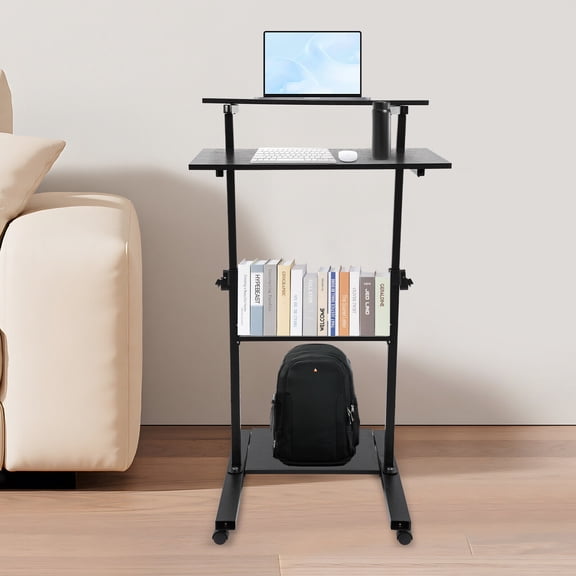 Adjustable Height Stand Up Desk Office Workstation Laptop Computer Table w/Wheels for a bedroom, living room