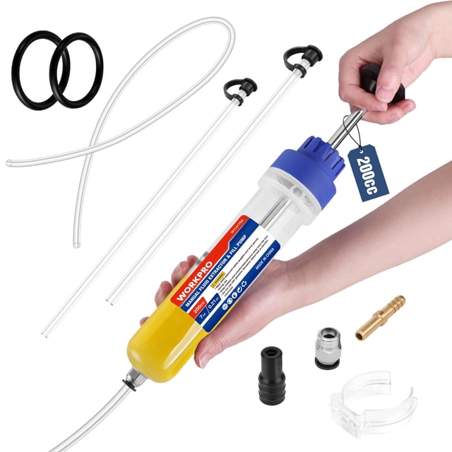 Extractor de fluidos WORKPRO de 200 cc, bomba manual tipo jeringa para aceite