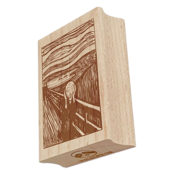 The Scream Art Painting Edvard Munch Rectangle Rubber Stamp Stamping Scrapbooking Crafting - Large 2.5in