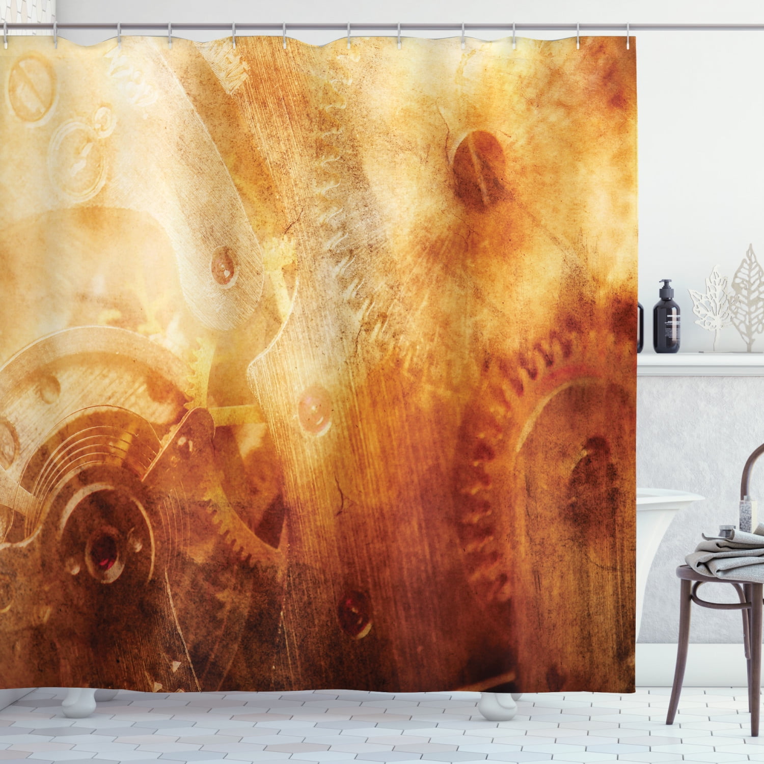 Industrial Shower Curtain, Background of Ancient Machinery Mechanism in