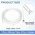 thumbnail image 2 of Silicone Tubing, 0.31" ID. 0.39" OD. 16.4 ft Length Tube with Clamps, Clear, 2 of 6