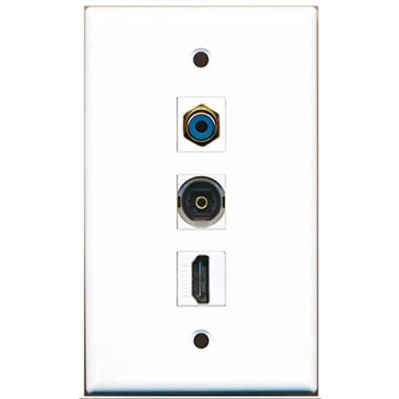 RiteAV - 1 Port HDMI and 1 Port RCA Blue and 1 Port Toslink Wall Plate