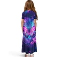 thumbnail image 2 of Uourmeti Girls Summer Maxi Dresses Crew Neck Short Sleeve Casual Flowy Tiered Long Dress with Pockets (Purple Butterfly Galaxy), Size 9-10 Years, 2 of 7