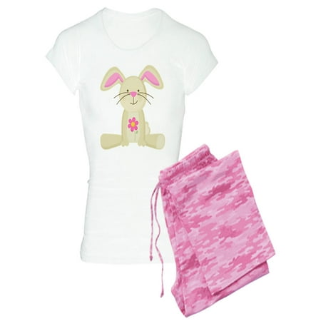 

CafePress - Bunny W Pink Flower Belly - Women s Light Pajamas
