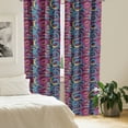 thumbnail image 2 of Ambesonne Animal Curtains, Hand Drawn Art Snakes, Pair of 28"x63", Plum Blue Yellow, 2 of 5