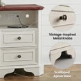 thumbnail image 4 of 24" White Nightstand Set of 2 with Charging Station, Modern Farmhouse Bedside Table with 2 Drawers and Open Shelf, Traditional Wood End Table with Outlets and USB Ports, 4 of 9