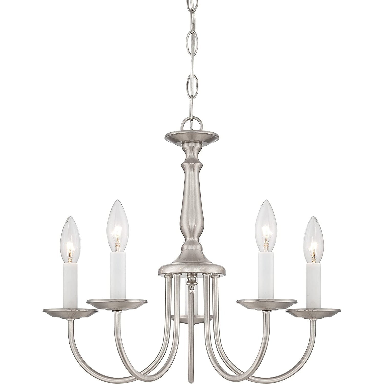 Elegant Brushed Nickel 5-Light Candlestick Chandelier, 18"
