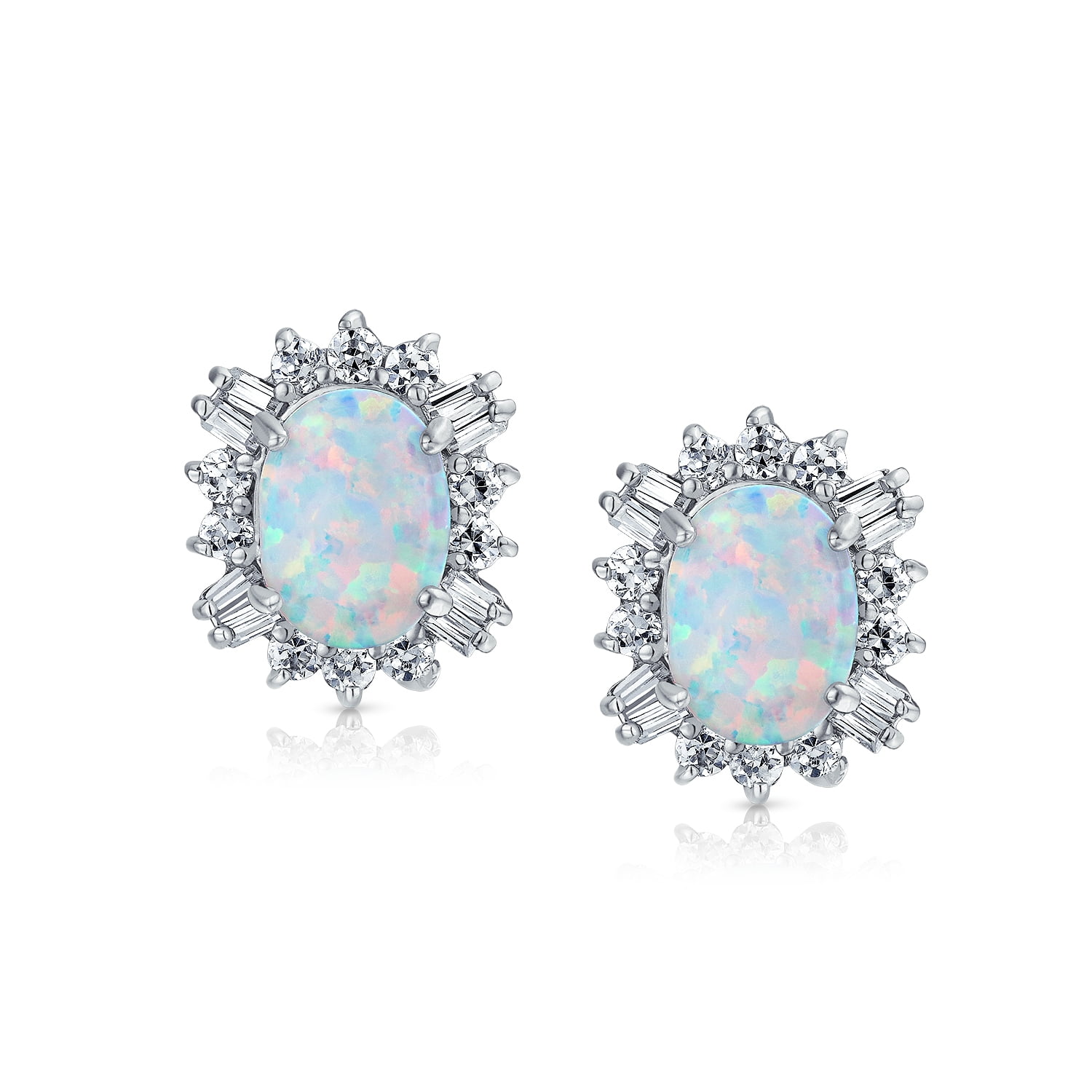14K Yellow Gold Oval 6mm x 4mm Opal October Stone Post Earrings