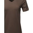 thumbnail image 4 of A2Y Women's Basic Solid Premium Cotton Short Sleeve V-neck T Shirt Tee Tops Americano L, 4 of 6
