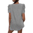 thumbnail image 3 of Camisa de manga corta, mujer, manga corta, cuello en V, manga abullonada, blusa de manga corta, cuello en V, parte superior de la línea, 3 of 4