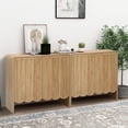 thumbnail image 6 of Wirrytor Wood Buffet Sideboard with 2 Wave Doors, Short Storage Cabinet with Adjustable Shelves for Living Room Dinning Room Kitchen, Natural, 6 of 9