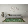 thumbnail image 3 of Ahgly Company Indoor Square Abstract Turquoise Blue Modern Area Rugs, 8' Square, 3 of 4