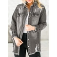 thumbnail image 2 of HOTAPEI Ripped Jean Jacket for Women Casual Long Metal Buttoned Frayed Boyfriend Distressed Denim Jackets With Pocket, 2 of 4