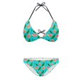 thumbnail image 2 of COEQINE Women's Triangle Bikini Sets Elastic String Spandex High Leg Beach Bathing Suit Watermelon Leaf Red Polka Dot Light Blue Sexy Cheeky 2 Piece Beachwear for Hawaiian, L, 2 of 7