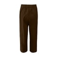 thumbnail image 6 of Bainana Womens Breathable Straight Leg Pants Solid Color Elastic Waist Trousers With Pockets Ladies Summer Holiday Baggy Pants Brown Size Xl, 6 of 6